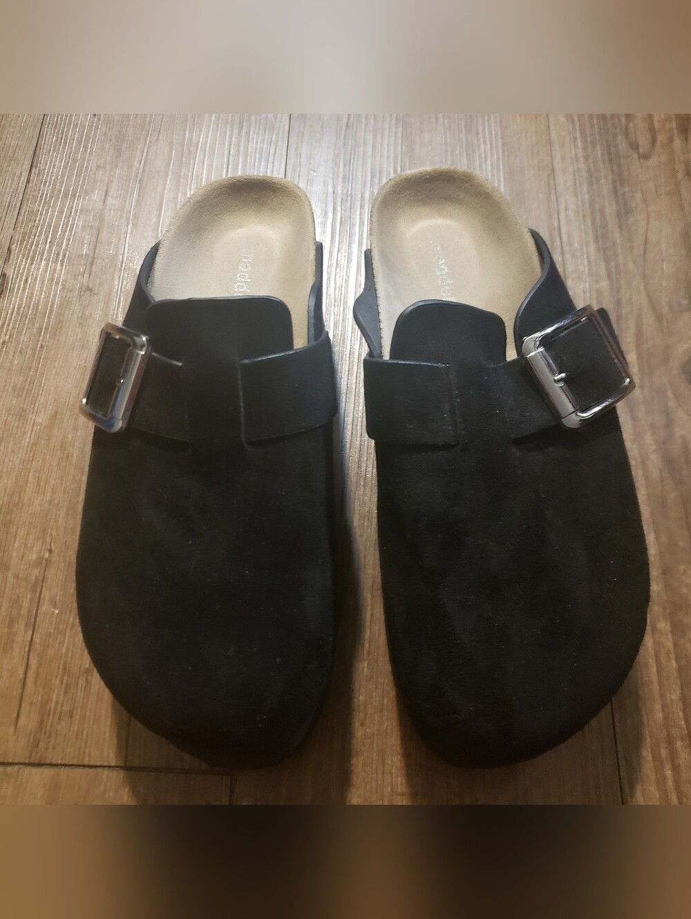 Madden Girl Black Suede Platform Clog with Buckle - Women